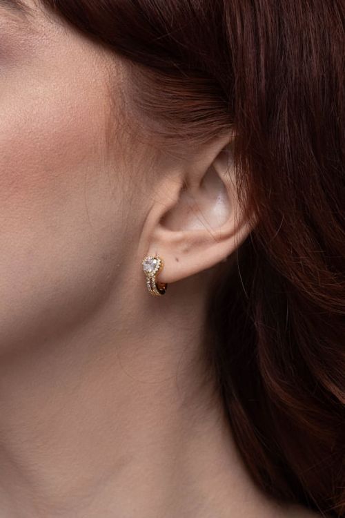 Brinco Argola Click Cravejado Com Coração