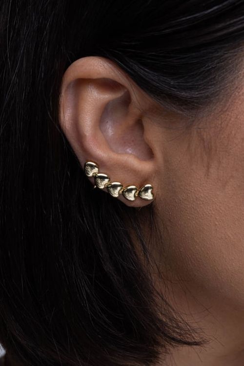 Brinco Ear Cuff Corações