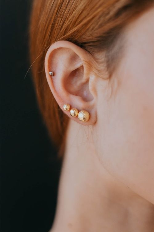 Trio De Brincos De Bola Craquelada