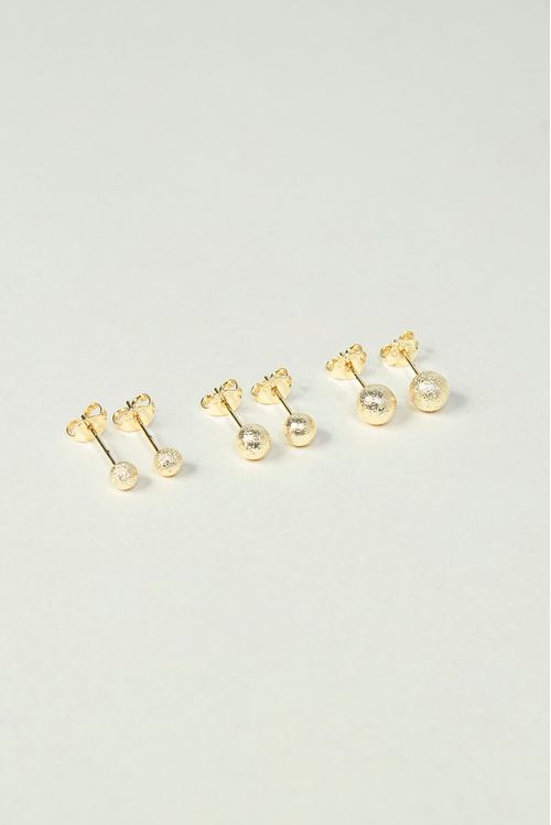 Trio De Brincos De Bola Craquelada