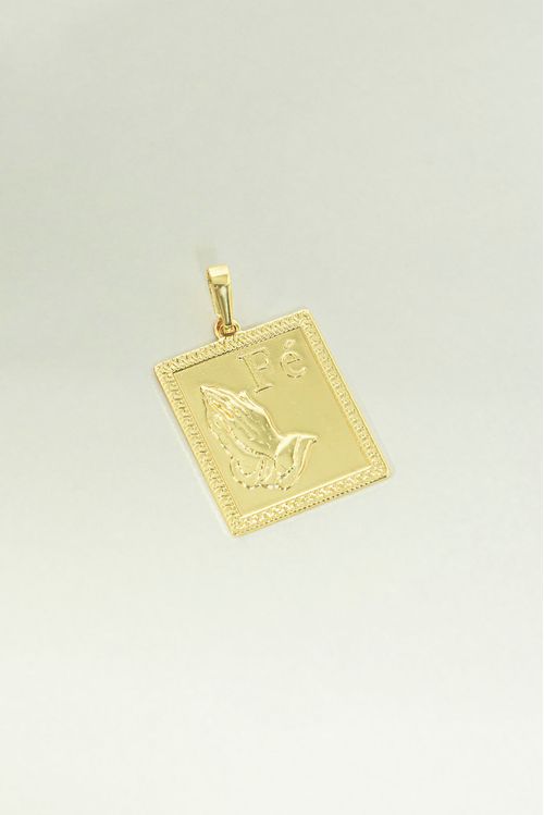 Pingente Com Placa Fé E Oração