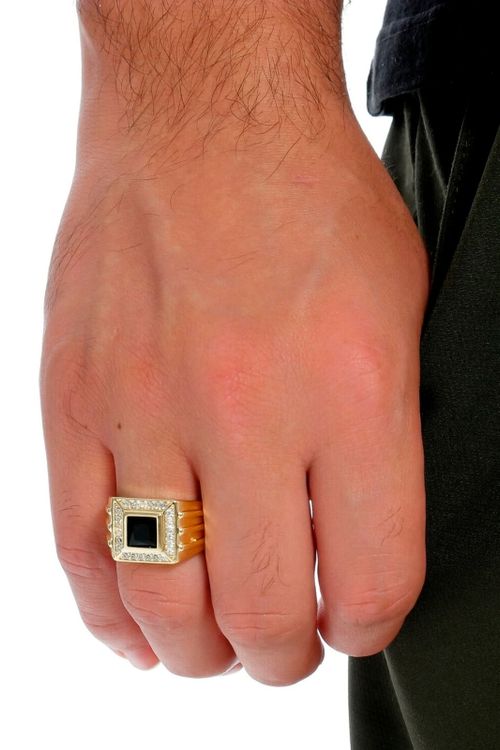 Anel Cravejado Preto Com Zircônias