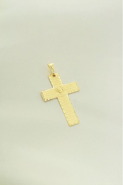 Pingente Cruz Pai Nosso Com Face De Cristo