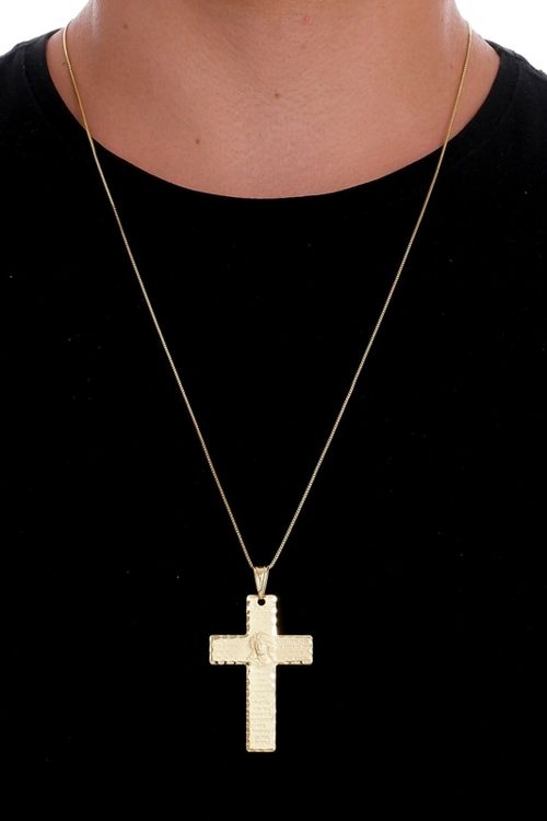 Pingente Cruz Pai Nosso Com Face De Cristo