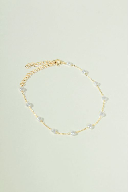 Pulseira Perolas Corações