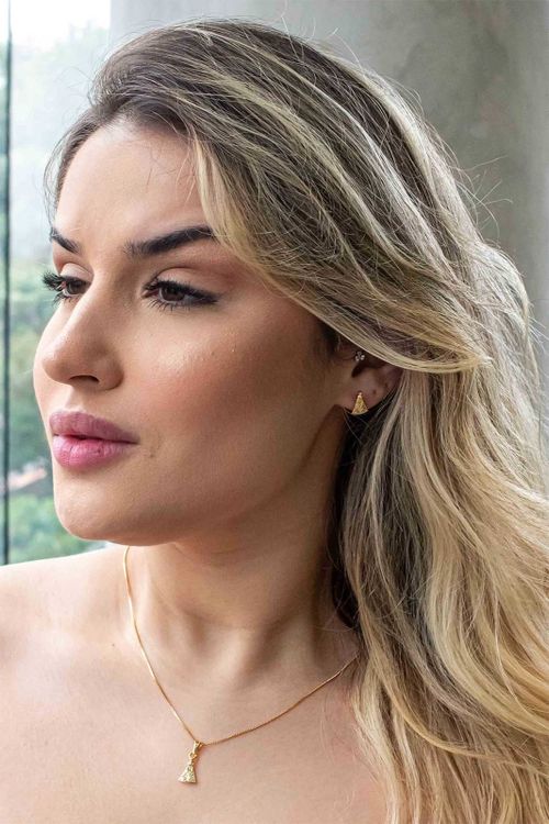 Conjunto Colar E Brinco Nossasenhora Com Detalhes Zircônia