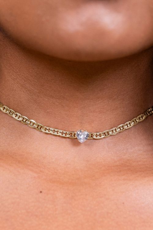 Choker Piastrine com Coração em Zircônia