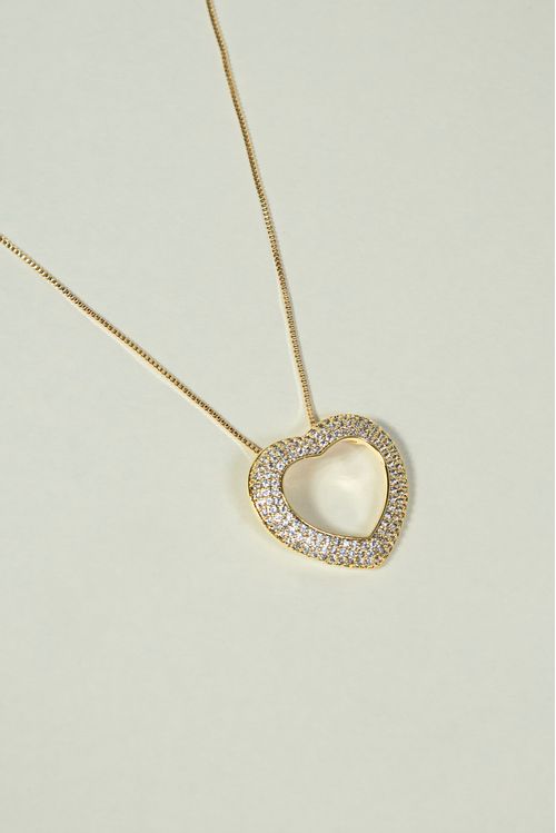 Colar Coração Cravejado Vazado