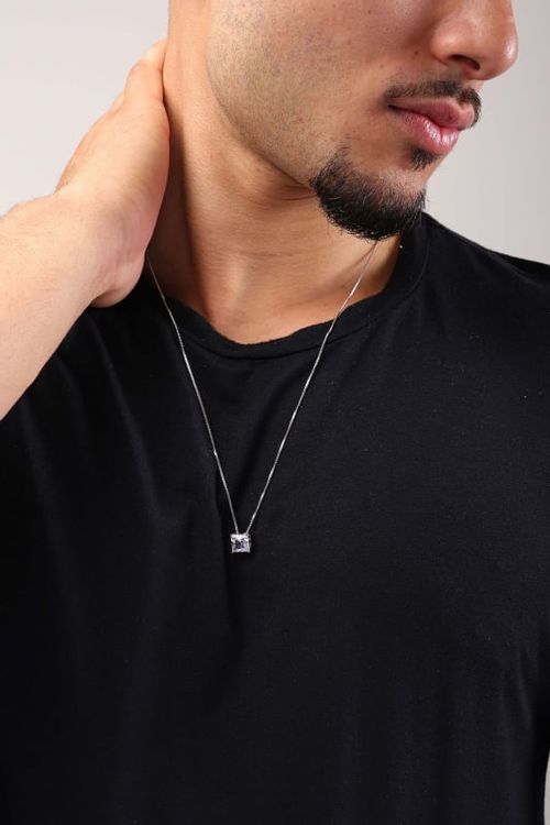 Colar Com Pingente Cristal Ródio Branco