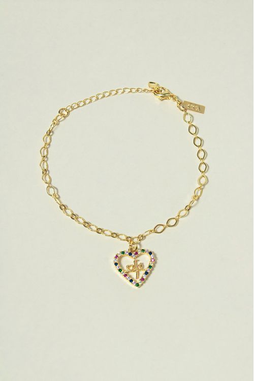 Pulseira Fé Com Coração Com Zircônia Colors