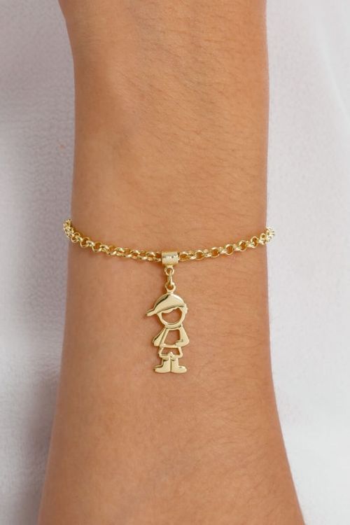 Pulseira Elo Português Com Pingente Menino