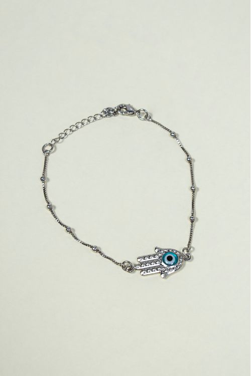 Pulseira Mão De Fátima Ródio Branco
