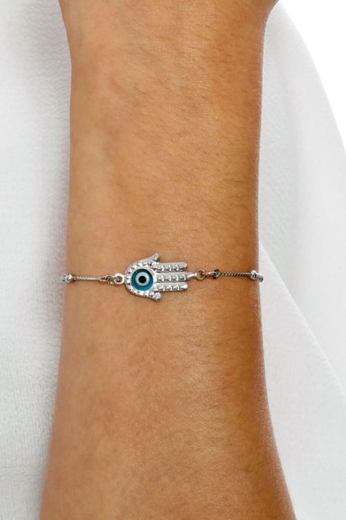 Pulseira Mão De Fátima Ródio Branco