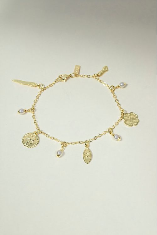 Pulseira Patuás Da Sorte Com Pérolas