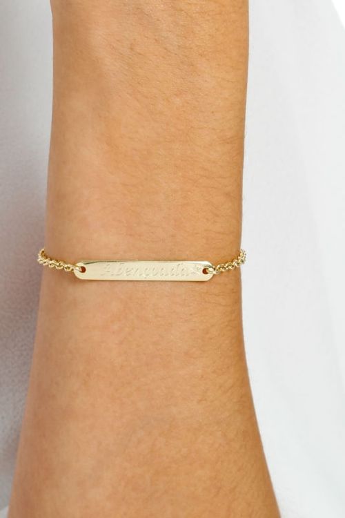 Pulseira Abençoada Placa Elo Português