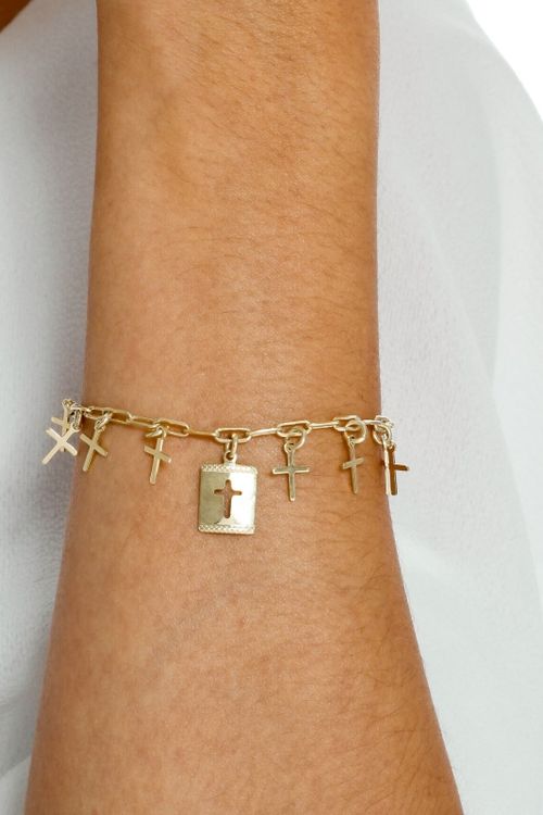 Pulseira Cartier com Pingentes Cruz