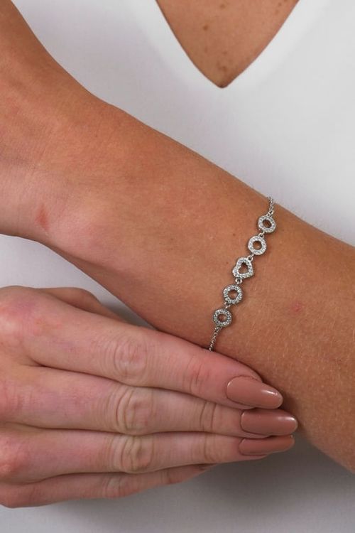 Pulseira Cravejada Ródio Branco