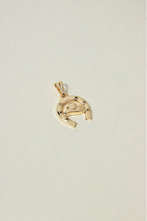 Pingente Ferradura Com Zircônias Pretas