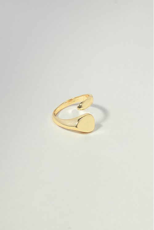 Anel Ajustável Liso Detalhe Orgânico