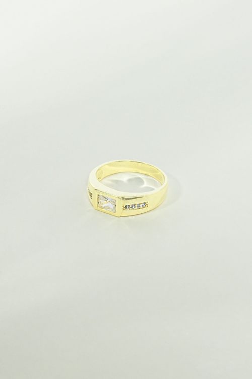 Anel Cristal Retangular Cravejado Com Zircônia
