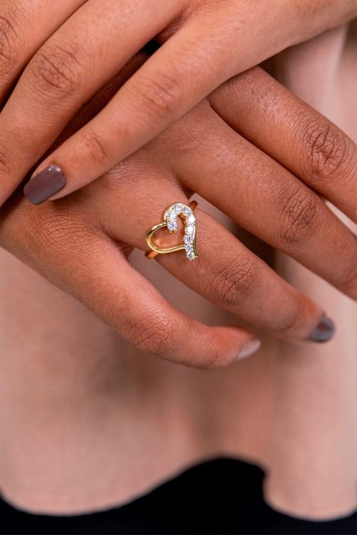 Anel Coração com Cravejado