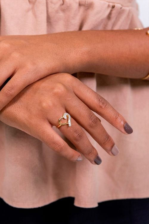 Anel Coração com Cravejado