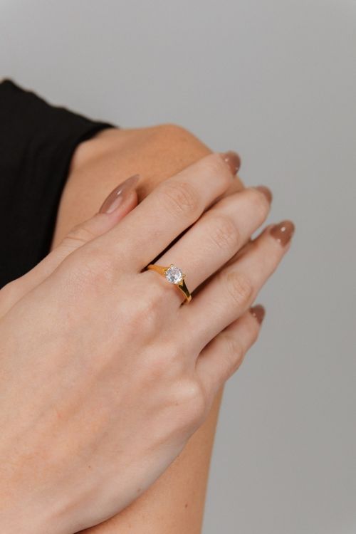 Anel Solitário Zircônia Cristal