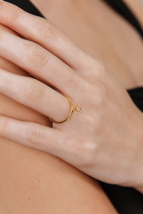 Anel Solitário Zircônia Rosa