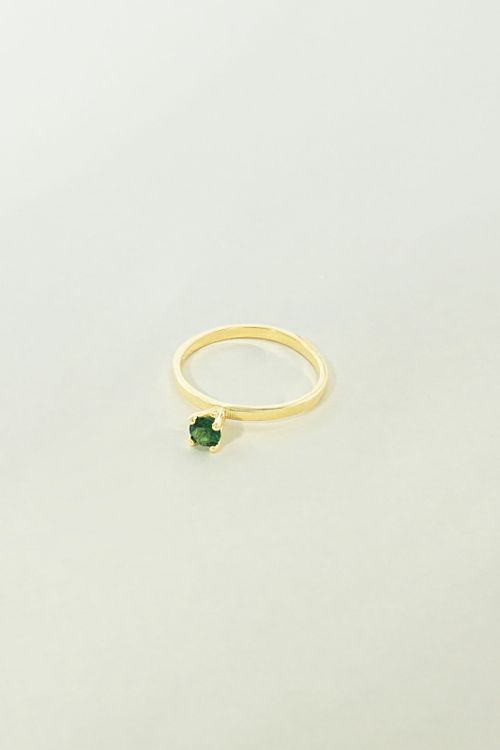 Anel Solitário Zircônia Esmeralda