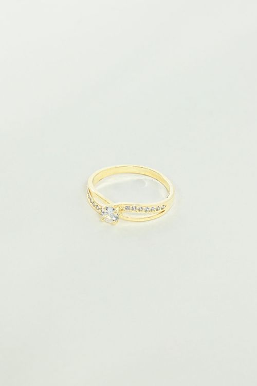 Anel Solitário Cravejado