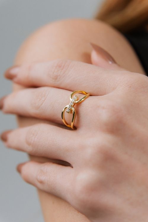 Anel Duplo com Cravejado