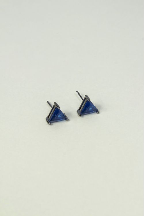 Brinco Triângulo Azul Ródio Negro