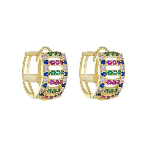 Brinco Argola Micro Zircôniascoloridas Vazado