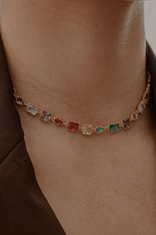 Choker De Pedras Coloridas