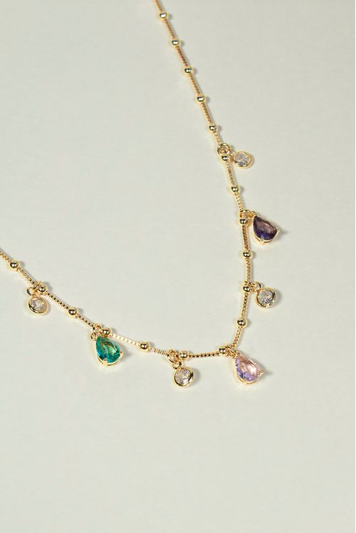 Choker com Gotas de Zircônias Coloridas