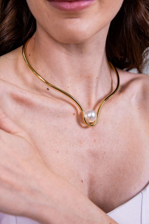 Choker Rígida Com Pérola