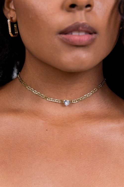 Choker Piastrine com Coração em Zircônia