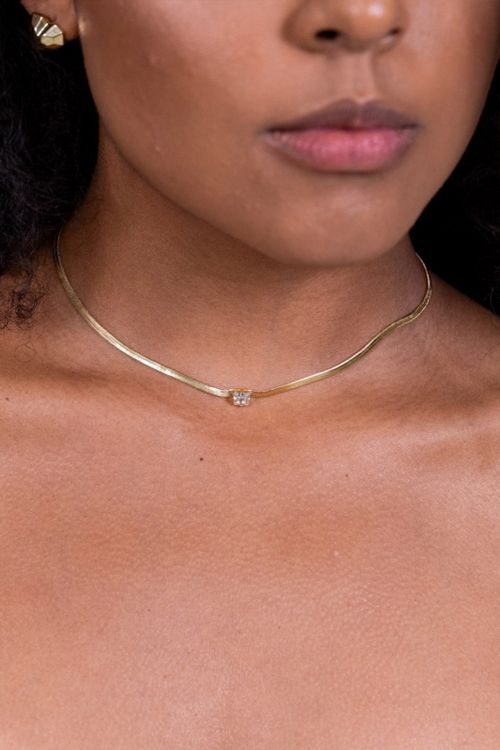 Choker Fita Com Zircônia Quadrada