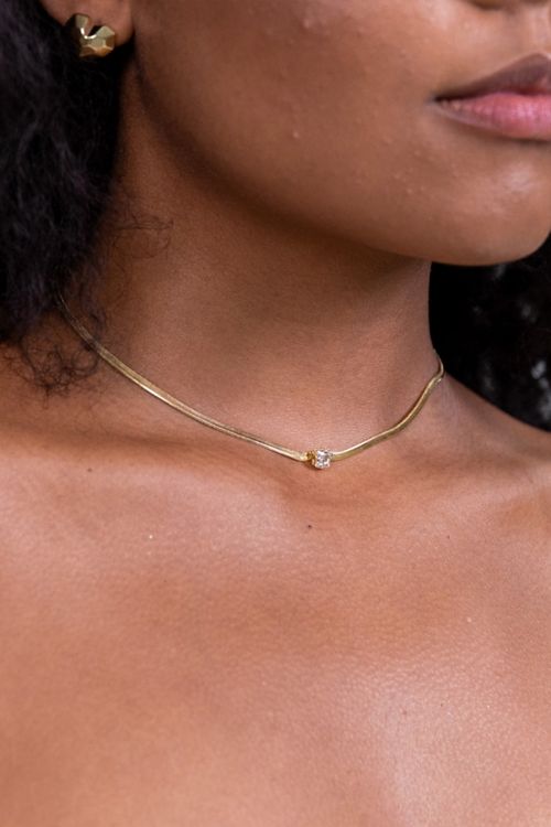 Choker Fita Com Zircônia Quadrada