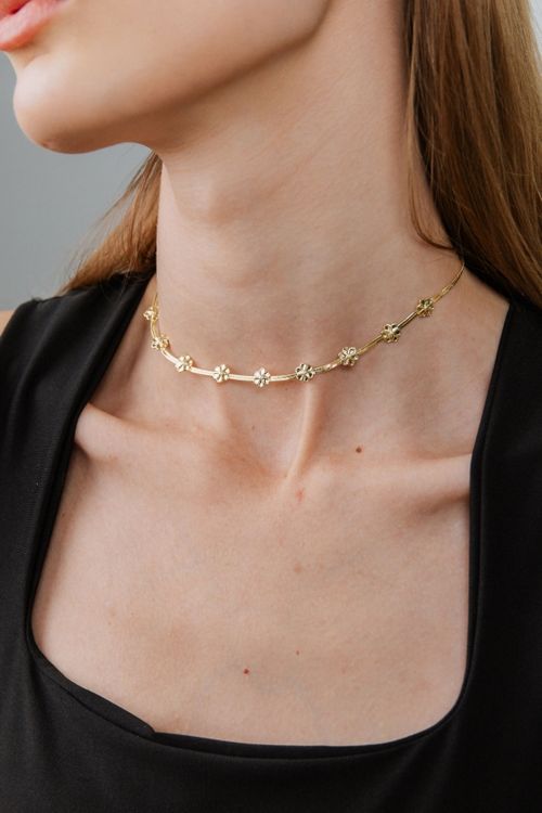 Choker Fita Com Flores