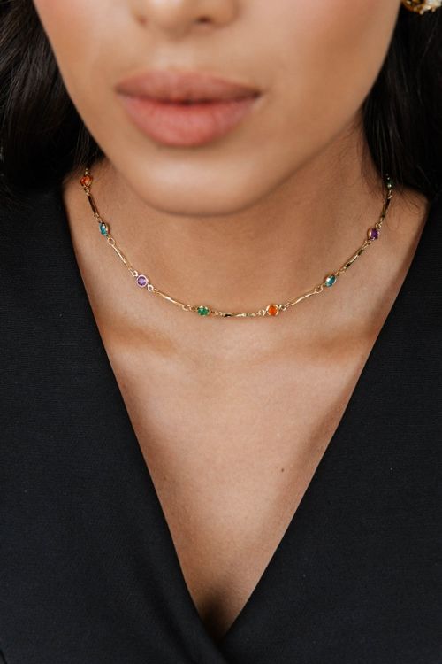 Choker Com Zircônias Coloridas
