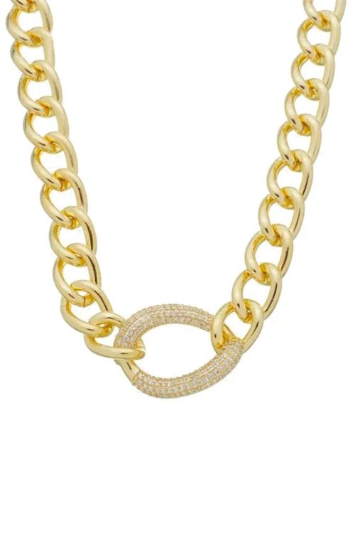 Colar Maxi Elo Cravejado Com Micro Zircônia