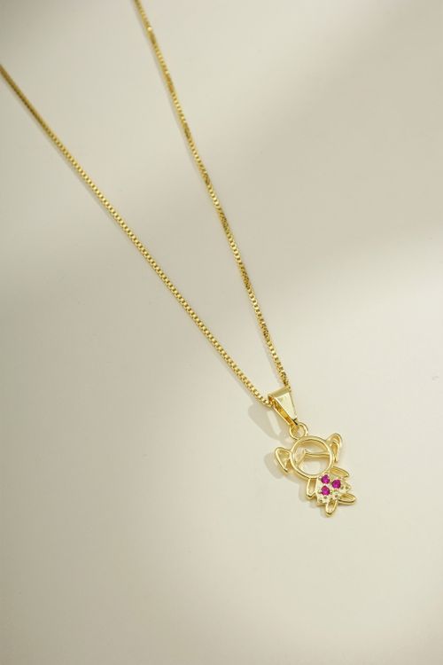 Colar Filha Com Zircônia Rosa