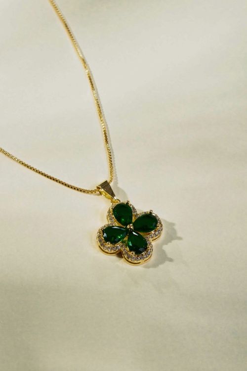 Colar Trevo Verde Com Cravejado
