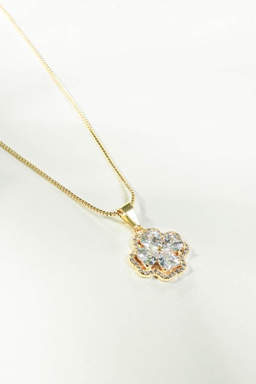 Colar Flor Com Zircônia Cristal