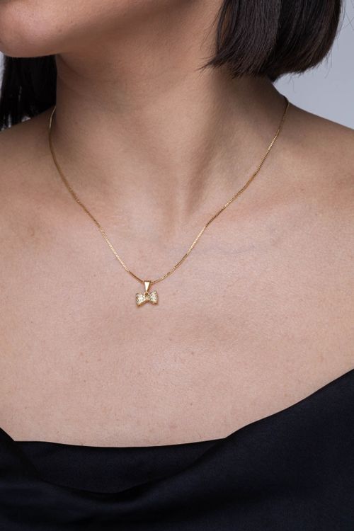 Colar Laço Cravejado Micro Zircônia