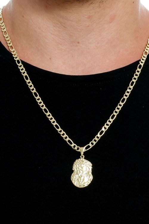 Corrente 3x1 Com Pingente Facede Cristo