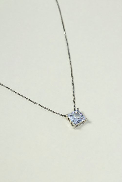Colar Com Pingente Cristal Ródio Branco