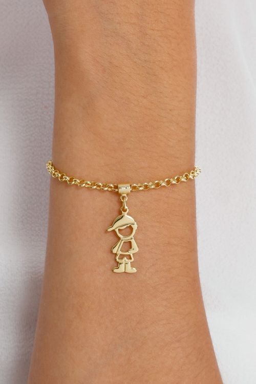 Pulseira Elo Português Com Pingente Menino