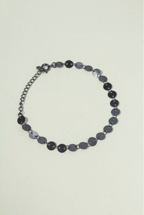 Pulseira Chapas Redondas Ródio Negro